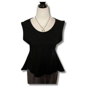 GUILTY Black high-low hem flared peplum shirt ~ Goth MEDIUM LARGE stretchy top
